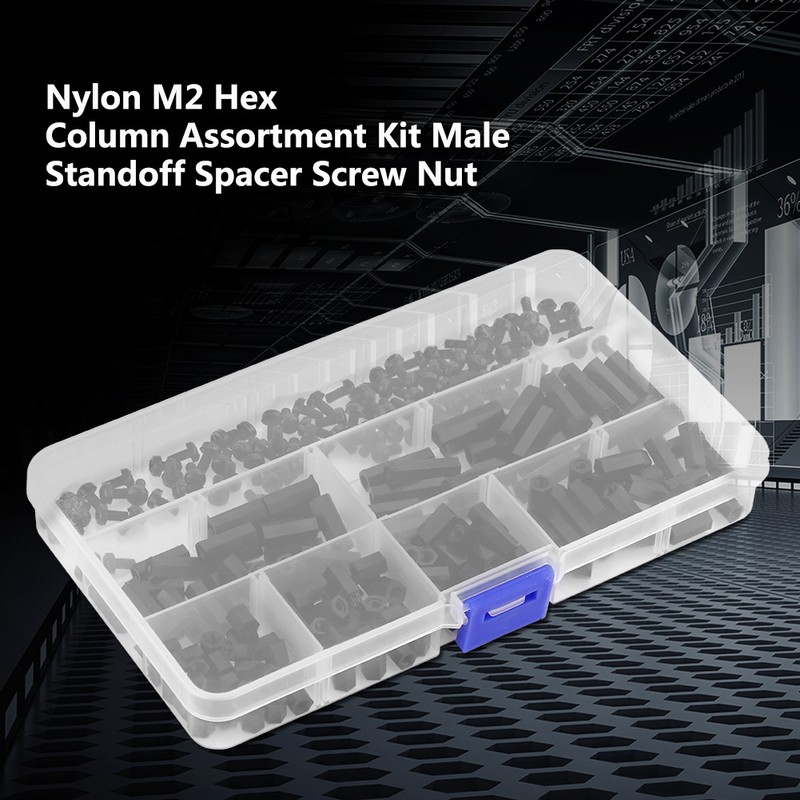 250PCS Nylon M3 Female Standoff Spacer Screw Assortment Kit Hex