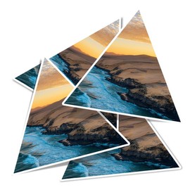 Vinyl Triangle Stickers (Set of 4) 10cm - Playa Veril Manso Fuerteventura Spain for Laptops, Tablets, Luggage, Scrap Booking, Fridges #51742
