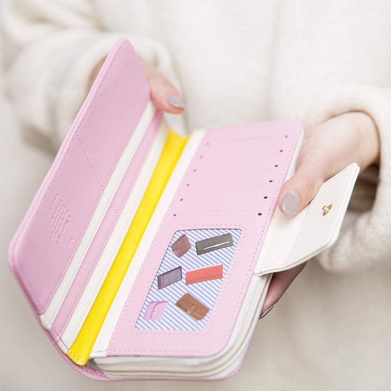 Donally Wallet, Long Wallet, Round Zipper, Bifold Girls, Women's, light