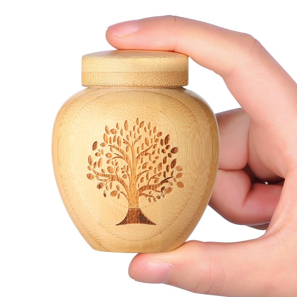1 Piece Mini Bamboo Urn Urn with Engraved Tree of
