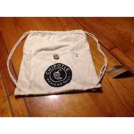 Canvas Chipotle Mexican Grill- Natural Canvas Cinch Bag-Bnwt