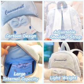 ROFOLO Cute Plush Backpacks, Aesthetic Accessories Backpack for Women, Adult, Kawaii Cartoon Backpack for Birthday, Christmas, New Year (Pink-Large)