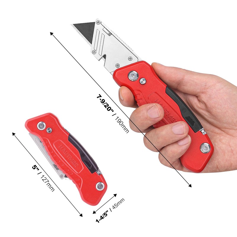 HAUTMEC Folding Utility Knife with Screwdriver, Heavy-Duty Aluminum Box Cutter