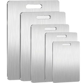 5 Tablas para Picar de Acero Inoxidable 304, Antideslizante Doble, 5 Tallas