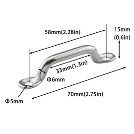 DGHAOP Footman Loop 2pcs 70mm 316 Stainless Steel Bimini Top Strap Pad Eye Footman Loop with Screws