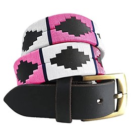 Carlos Diaz Mens Womens Premium Unisex Brown Leather Embroidered Designer Polo Belt (100 cm/ 38-40 Inches)