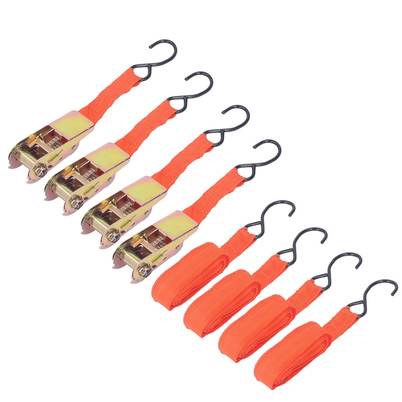 4Pcs Ratchet Tie Down Straps Motorcycle Car Buckle Set 15in