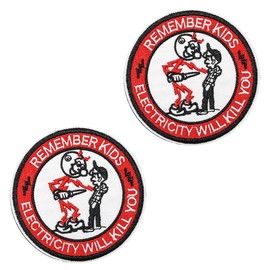 Remember Kids You Kill Will Electricity Funny Tactical Flag Patch Velcro Embroidery Removable Patches with Velcro Application for Jacket Vest Backpacks Baseball Cap Clothing Pack of 2
