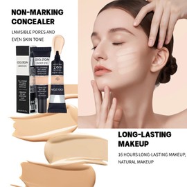 Concealer Full Coverage Foundation, Waterproof Moisturizing Under Eye Concealer Liquid Eye Primer for Dark Circles, Lightweight Smooth Brightening Cover up Makeup Foundations for Mature Skin