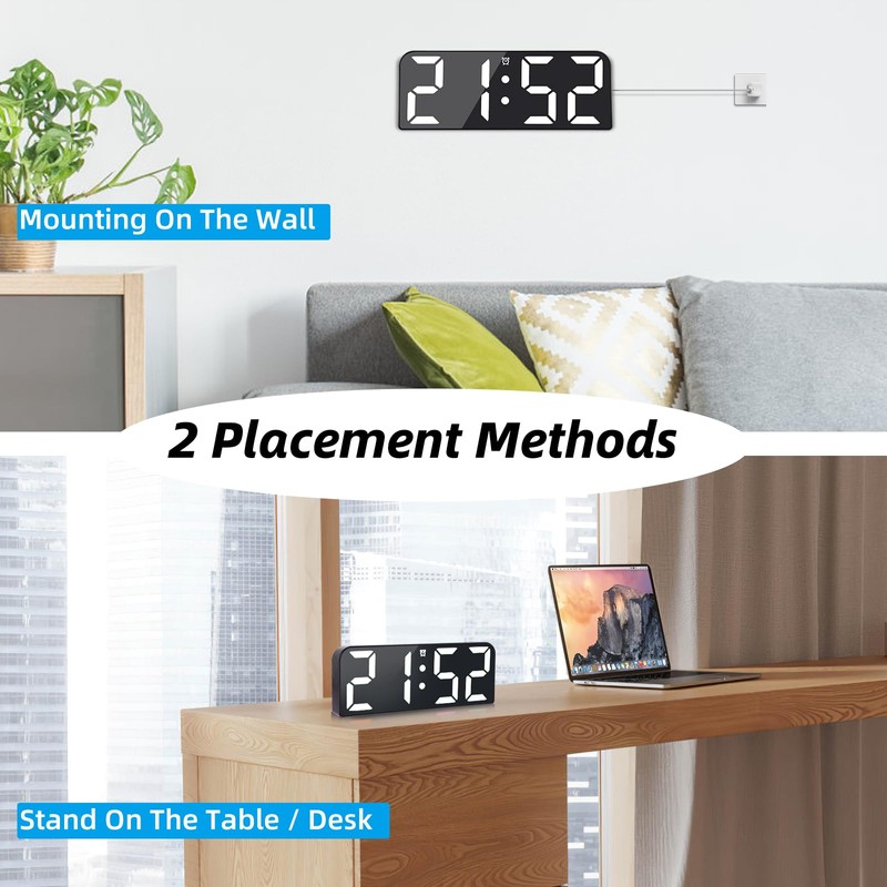 Koolertron Digital Wall Clock, Large Display, LED Clock with Remote