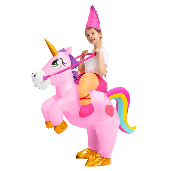 Spooktacular Creations Kids Halloween Inflatable Costumes, Riding a Unicorn, Ride-on