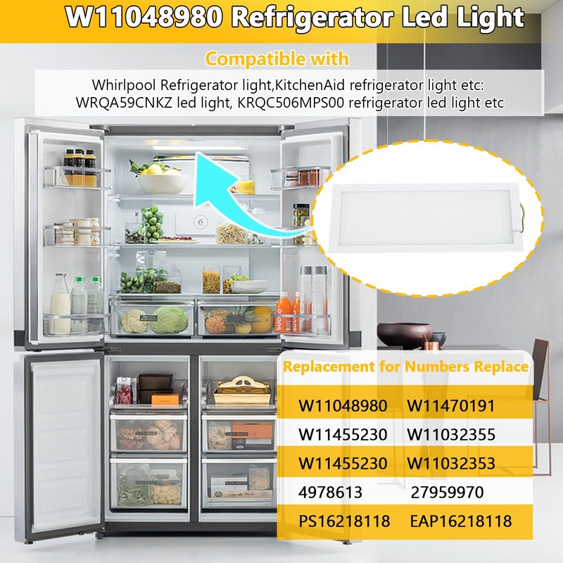 W11048980 refrigerator LED light assembly, suitable for Whirlpool WRQA59CNKZ and