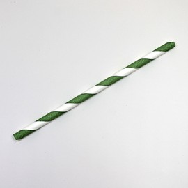 Green & White Striped Paper Straws (8mm x 200mm) - Pack Size 250 - FSC Certified/Food Safe/PFAS Free/Biodegradable/Eco-Friendly/Durable/Ideal for Milkshakes & Smoothies