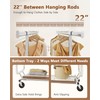 Hoctieon 2-Minute Assembly Double Rod Clothes Rack, Heavy Duty Rolling