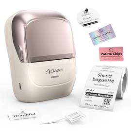 CLABEL Máquina etiquetadora con cinta, impresora térmica Bluetooth 221B de 2 pulgadas de código de barras portátil sin tinta para pequeñas empresas, o