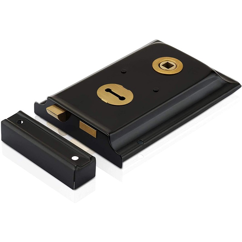 Traditional 6" x 4" Black Rim Sashlock - Surface Mounted