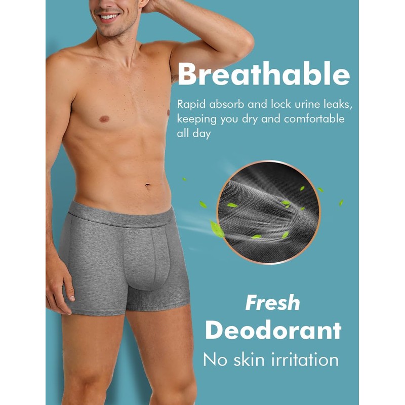 AIRCUTE Washable Incontinence Underwear for Men Leakproof Urinary Bladder Leakage