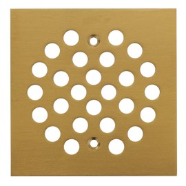Bropury Square 4-1/4-inch Screw-in Stainless Steel Shower Floor Drain Cover Grate Strainer,Brushed Nickel (Brushed Gold)