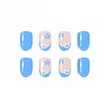 MERVF Oval Press on Nails Medium Fake Nail Blue French