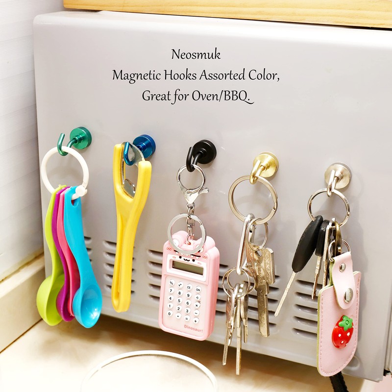 Neosmuk Magnetic Hooks,30lb+ Heavy Duty Earth Magnets with Hook for