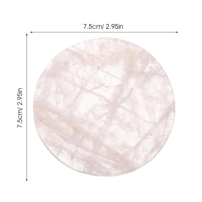 Rose Quartz Crystal Coasters, Round Gemstone Coaster for Drinks Pink
