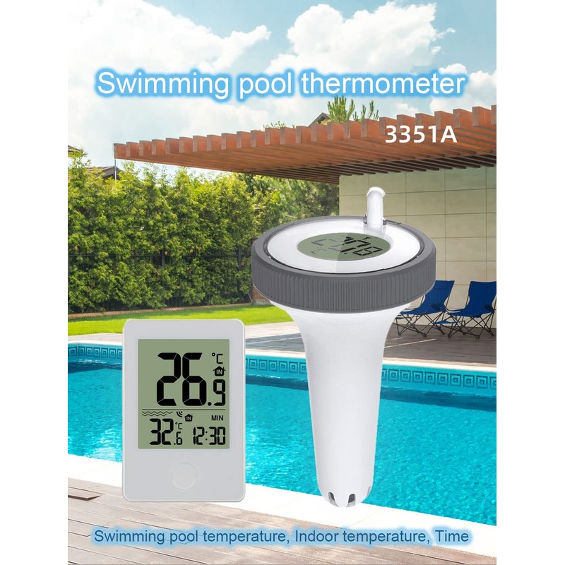 Digital Swimming Pool Thermometer with LCD Display, Wireless Water Temperature
