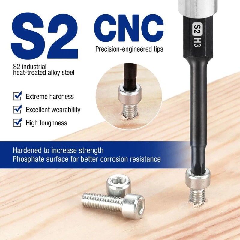 WORKPRO 20pcs Hex Head Allen Wrench Drill Bit Set Metric