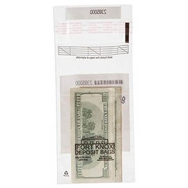 BankSupplies Cash Strap Bags | Case of 1000 Bags | 5 x 9 | Cash & Pawn | Tamper Evident Seal | Easy to Scan Barcode & Tear Off Receipt | For Internal Transfers