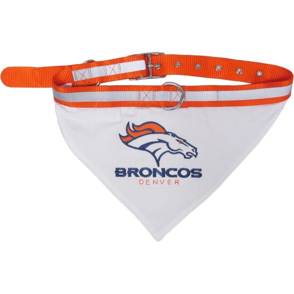 Pets First Denver Broncos Dog Bandana with Collar Licensed Reflective