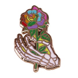 The Skeleton Hold a Rose Love and Death Skull Brooch Romantic Enamel Pin Punk Gothic Jeans Jewelry Shirt Bag Alloy Steel Alloy Steel, Alloy Steel