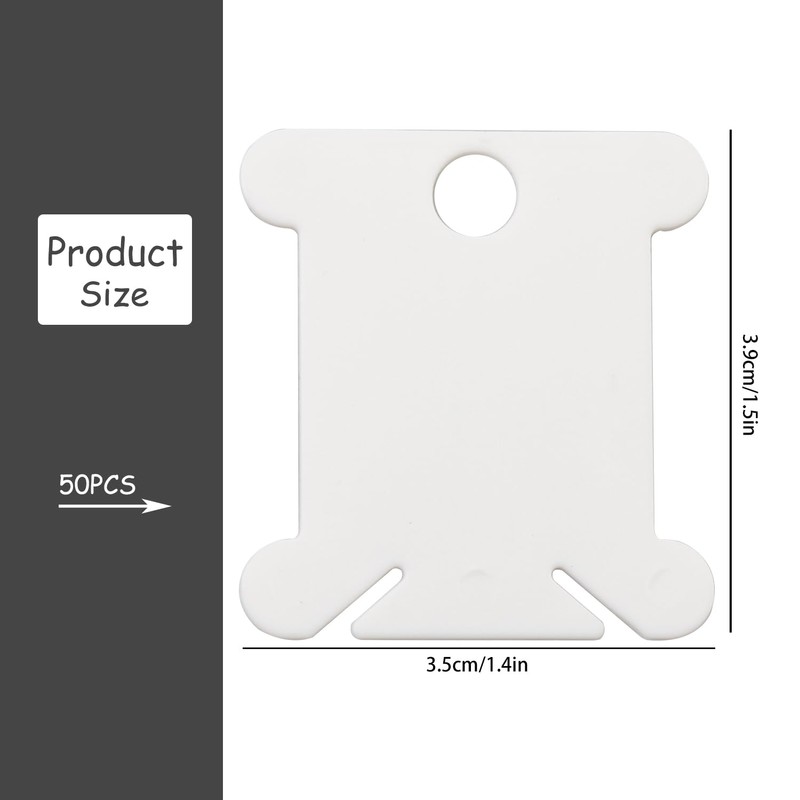 Luckious 50 PCS Plastic Floss Bobbins - Thread Cards with