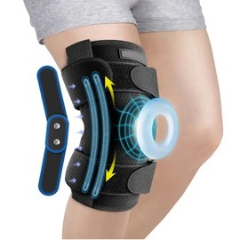 Rodillera Deportiva Gym Elástica Neopreno Ajsutable Articulada Con Gel En Rótula Alivia Desgarro De Meniscos Cirugía De Menisco y Rótula 5069 (M)     