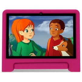 ApoloSignage Kids Tablet, 10.1-inch Android 13 Tablet for Kids, Expandable Storage, Long Battery Life, WiFi, Bluetooth, Drop-Proof Case, HD Display, for Toddlers and Children-Pink