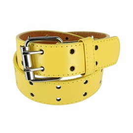 CTM® Kids' Leather Two Hole Jean Belt, Medium, Yellow