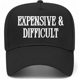 Expensive & Difficult Vintage Trucker Hat | Premium Snapback Baseball Hat for Men & Women (US, Alpha, One Size, Black)