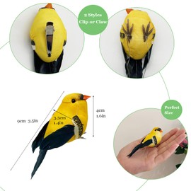 LWINGFLYER Artificial Yellow Birds Feather Foam birds Oriole for Crafts Garden Christmas Tree Ornaments Seasonal Displays Decoration