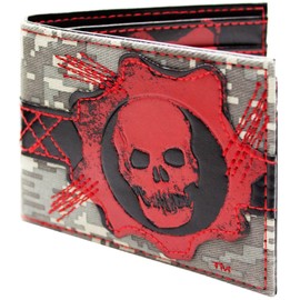Gears Of War Crimson Omen Skull Cog Wallet Bi-fold Id & Card Holder, Grey