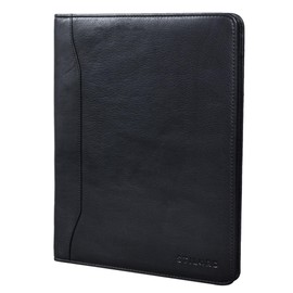 STILORD 'Scott' Vintage Leather Document Folder | 12.2 Inch Writing Portfolio | Premium A4 Leather Conference Folder Briefcase with Zipper for Business and Office, Colour:Black