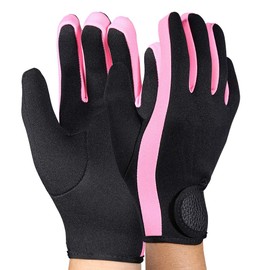 Diving Gloves Neoprene Wetsuits Five Finger Gloves Anti Slip Flexible Thermal Material for Snorkeling Swimming Surfing Sailing Kayaking Diving (Black Pink S)