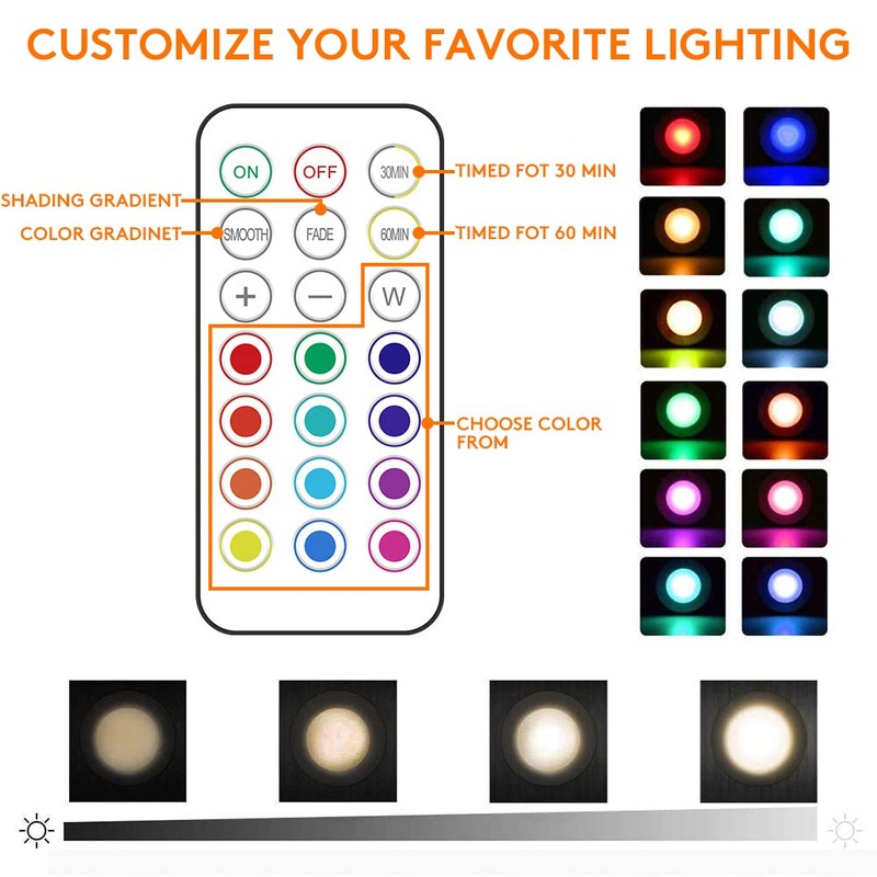 Deitybless 13 Color LED Puck Lights with Remote Control, Wireless