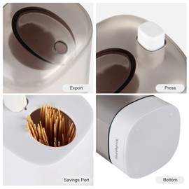 TRTRin Toothpick Dispenser-With Bamboo Wooden Toothpicks [600 Count], Pop-Up Automatic Toothpick Holder Dispenser, for Kitchen Restaurant Sturdy Safe Container White toothpick holder.