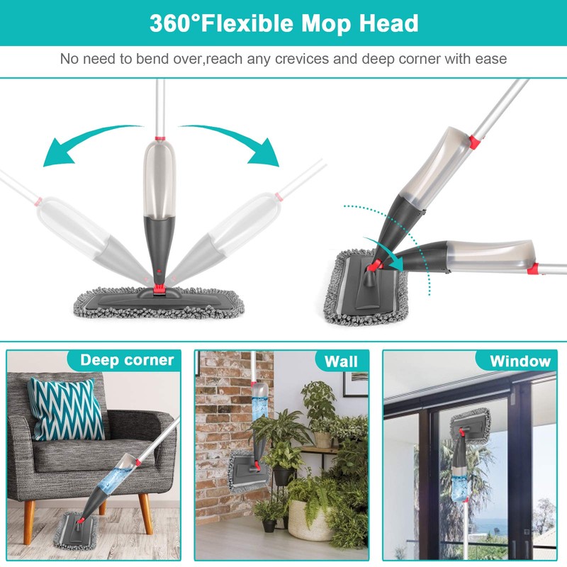 Spray Mop for Floor Cleaning with 3pcs Washable Pads -