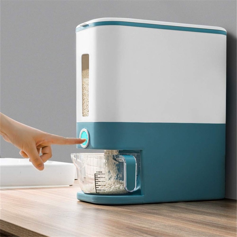 22 Lbs Rice Container Dispenser with Measurable Rice Cylinder (Gray)
