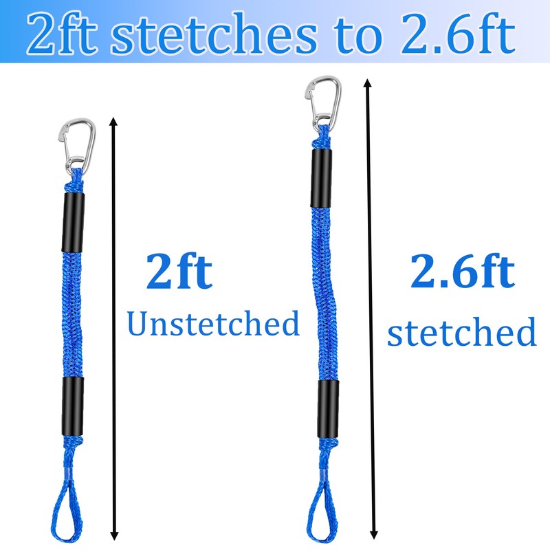 Boat Docking Lines with Clip- 2ft Shock Absorbing Boating Mooring