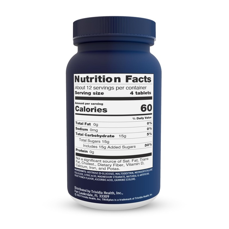 TRUEplus® Glucose Tablets, Tropical Fruit Flavor - 50ct Bottle