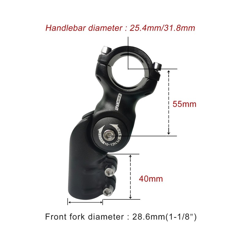 UPANBIKE Adjustable Bike Stem Riser Adapter 120 Degree 31.8mm*55mm Adjustale