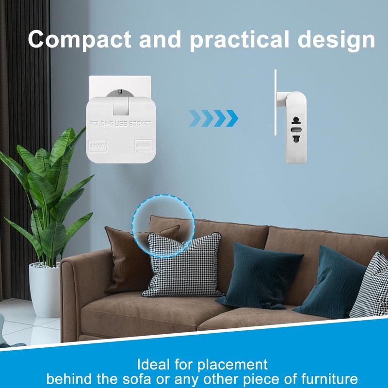 Momowin Multi-socket flat plug, USB socket, US and European adapter,