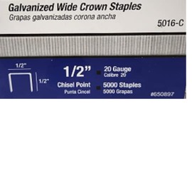 5016C DuoFast Type 1/2" Length x 1/2" Crown 20 Gauge Staples 5000 per Pack