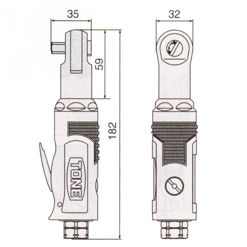 TONE AR3100 Air Ratchet Wrench, Drive Size 3/8” (0.4 inches/9.5