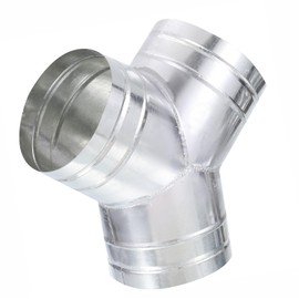 TOP-VIGOR 6" Inch to 6" Inch Y Shape Duct Splitter, 90° Degree Dust Fitting Adapter, 3 Way Duct Hose Connector, Galvanized Steel Branch for Exhaust Fan, Dryer Vent Hose, Industrial HVAC Ventilation